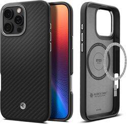 Spigen iPhone 16 Pro Max Enzo Aramid Fiber MagFit case cover - Black Silver